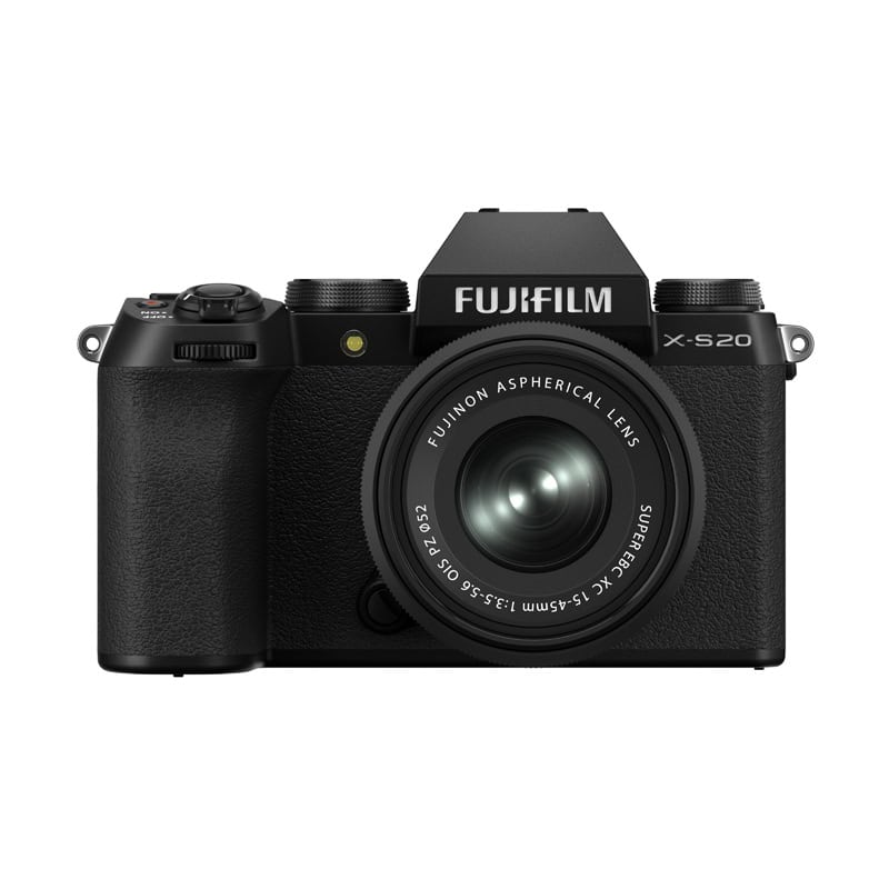 Fujifilm X-S20 mit XC15-45mm Objektiv, kompakte spiegellose Kamera.