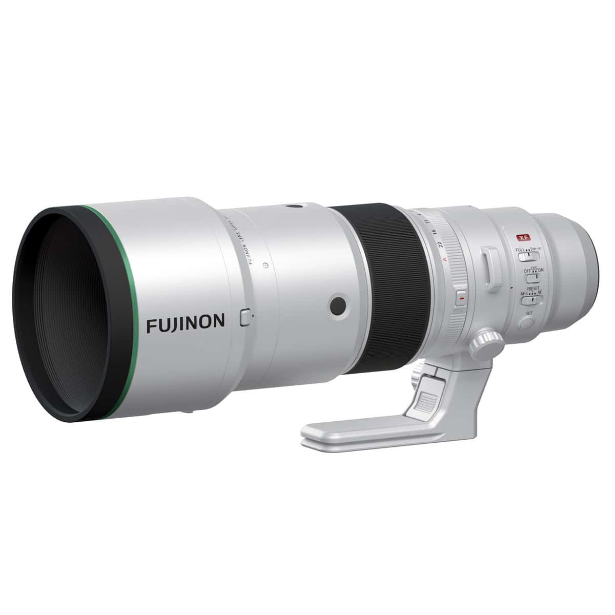Fujinon XF500mm F5.6 R LM OIS WR Teleobjektiv auf Stativ.